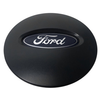 Replacement - Painted Black Wheel Center Cap With Blue Oval; Silver Ford Logo