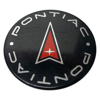 Replacement - Painted Black Wheel Center Cap With Red Pontiac Logo
