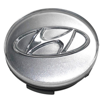 Replacement - Painted Silver Wheel Center Cap With Chrome Hyundai Logo