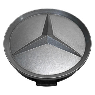 Replacement - Painted Silver Wheel Center Cap With Embossed Painted Mercedes Benz Logo