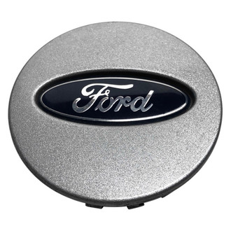 Replacement - Painted Silver Wheel Center Cap With Blue Oval; Silver Ford Logo