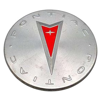 Replacement - Machined Wheel Center Cap With Red Pontiac Logo - Pontiac Written At Top And Bottom
