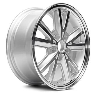 Replacement - 5 V-Spoke Machined Face with Painted Silver Inset in Spokes and Painted Silver Pockets 16x7 Alloy Factory Wheel - Replica