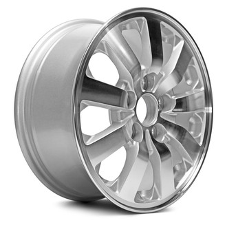 Replacement - 9 I-Spoke Machined Face with Painted Silver Spoke Inset and Painted Silver Pockets 16x7 Alloy Factory Wheel - Replica