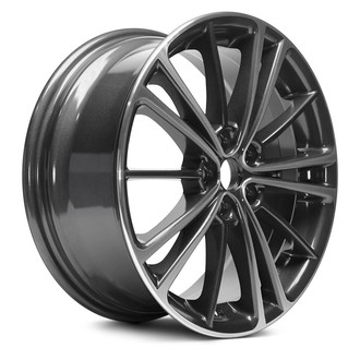Replacement - 5 W-Spoke Machined Face with Painted Charcoal Spoke Inset and Painted Charcoal Pockets 17x7 Alloy Factory Wheel - Replica