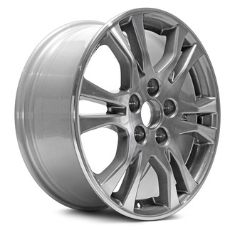 Replacement - 12 I-Spoke Machined Face with Painted Charcoal Spoke Inset and Painted Charcoal Pockets 17x7 Alloy Factory Wheel - Replica