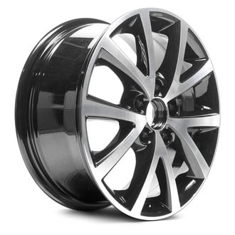 Replacement - 5 V-Spoke Machined Face with Painted Black Pockets 16x6.5 Alloy Factory Wheel - Replica