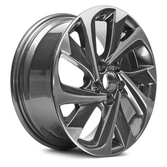 Replacement - 10 Spiral-Spoke Machined Face with Painted Charcoal Spoke Inset and Painted Charcoal Pockets 17x7 Alloy Factory Wheel - Replica