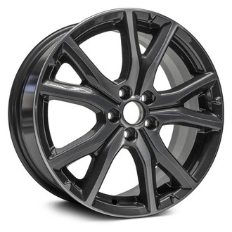 Replacement - 5 V-Spoke Machined Face with Painted Charcoal Spoke Inset and Painted Charcoal Pockets 17x7 Alloy Factory Wheel - Replica