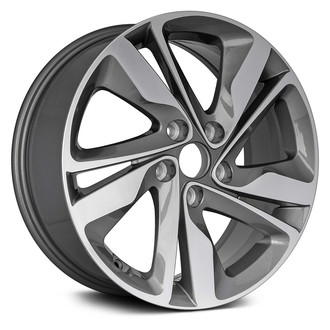 Replacement - Double 5-Spoke Machined Face with Painted Charcoal Pockets 17x7 Alloy Factory Wheel - Replica