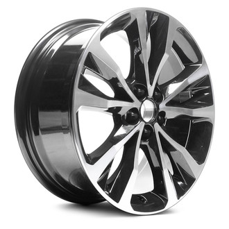 Replacement - Double 5-Spoke Machined Face with Painted Black Pockets 17x7 Alloy Factory Wheel - Replica