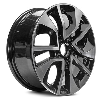 Replacement - 10 Spiral-Spoke Machined Face with Painted Black Pockets 16x6.5 Alloy Factory Wheel - Replica