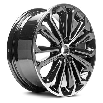 Replacement - 7 V-Spoke Machined Face with Painted Black Spoke Inset and Painted Black Pockets 17x7 Alloy Factory Wheel - Replica