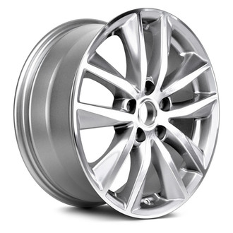 Replacement - 5 V-Spoke Machined Face with Painted Silver Metallic Pockets 17x7.5 Alloy Factory Wheel - Replica