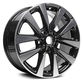 Replacement - 5 V-Spoke Machined Face with Painted Black Spoke Inset and Painted Black Pockets 17x7.5 Alloy Factory Wheel - Replica