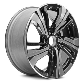 Replacement - 5 Double Spiral-Spoke Machined Face with Painted Black Pockets 17x7 Alloy Factory Wheel - Replica
