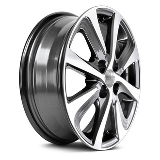 Replacement - 8 Turbine-Spoke Machined Face with Painted Gray Spoke Inset and Painted Gray Pockets 15x5 Alloy Factory Wheel - Replica