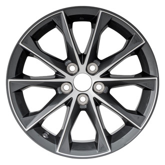 Replacement - 5 V-Spoke Machined Face with Painted Charcoal Pockets 18x7.5 Alloy Factory Wheel - Replica
