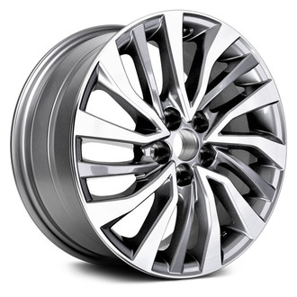 Replacement - 15 Spiral-Spoke Machined Face with Painted Gray Spoke Inset and Painted Gray Pockets 16x6.5 Alloy Factory Wheel - Replica