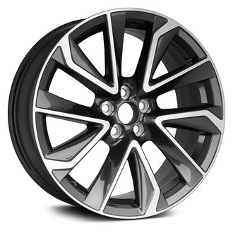 Replacement - 5 V-Spoke Machined Face with Painted Charcoal Pockets 18x8 Alloy Factory Wheel - Replica
