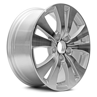 Replacement - 5 V-Spoke Machined Face with Painted Silver Pockets 17x7 Alloy Factory Wheel - Replica