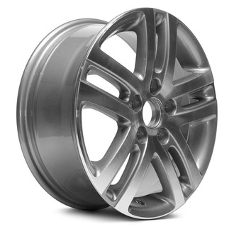 Replacement - Double 5-Spoke Machined Face with Painted Gray Spoke Inset and Painted Gray Pockets 16x6.5 Alloy Factory Wheel - Replica
