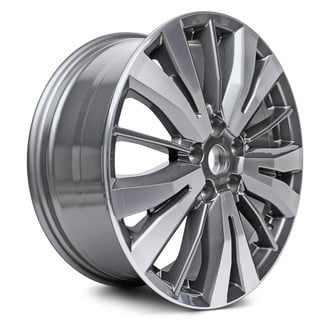 Replacement - 5 W-Spoke Machined Face with Painted Charcoal Spoke Inset and Painted Charcoal Pockets 18x7.5 Alloy Factory Wheel - Replica