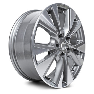 Replacement - 5 V-Spoke Machined Face with Painted Gray Spoke Inset and Painted Gray Pockets 18x7.5 Alloy Factory Wheel - Replica