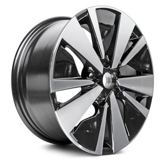 Replacement - 10 Turbine-Spoke Machined Face with Painted Black Spoke Inset and Painted Black Pockets 17x7.5 Alloy Factory Wheel - Replica
