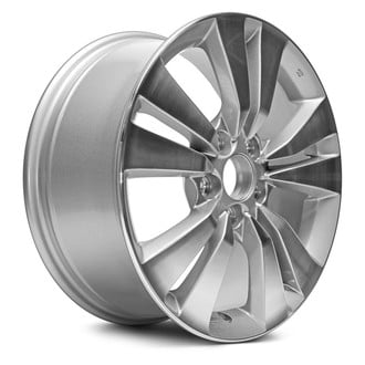 Replacement - Double 5-Spoke Machined Face with Painted Silver Pockets 17x7.5 Alloy Factory Wheel - Replica