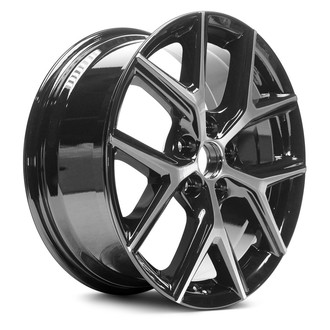 Replacement - 5 Y-Spoke Machined Face with Painted Black Spoke Inset and Painted Black Pockets 18x7.5 Alloy Factory Wheel - Replica