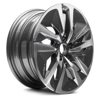 Replacement - 5 Double Turbine-Spoke Machined Face with Painted Charcoal Pockets 17x7.5 Alloy Factory Wheel - Replica