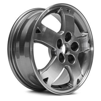 Replacement - 5-Spoke Machined Face with Painted Charcoal Spoke Inset and Painted Charcoal Pockets 16x6 Alloy Factory Wheel - Replica