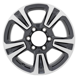 Replacement - 5-Spoke Machined Face with Painted Charcoal Spoke Inset and Painted Charcoal Pockets 17x7.5 Alloy Factory Wheel - Replica