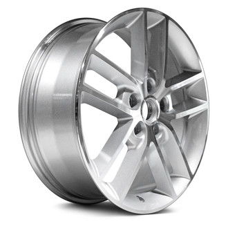 Replacement - Double 5-Spoke Machined Face with Painted Silver Inset in Spokes and Painted Silver Pockets 18x7 Alloy Factory Wheel - Replica