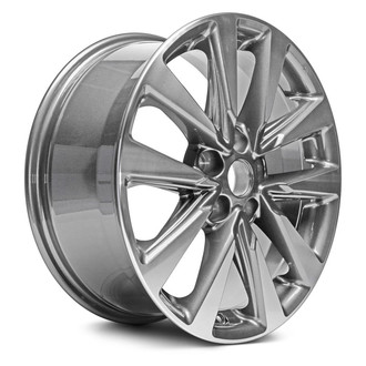 Replacement - 5 V-Spoke Machined Face with Painted Charcoal Spoke Inset and Painted Charcoal Pockets 17x7.5 Alloy Factory Wheel - Replica