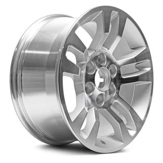 Replacement - Double 5-Spoke Machined Face with Painted Silver Inset in Spokes and Painted Silver Pockets 18x8.5 Alloy Factory Wheel - Replica