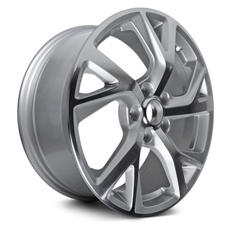 Replacement - 5 Double Spiral-Spoke Machined Face with Painted Silver Inset in Spokes and Painted Silver Pockets 18x7 Alloy Factory Wheel - Replica