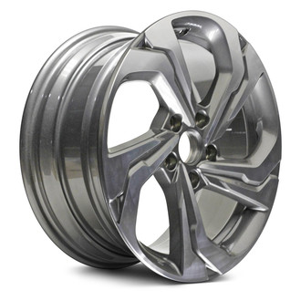 Replacement - 5 Spiral-Spoke Machined Face with Painted Gray Spoke Inset and Painted Gray Pockets 17x7.5 Alloy Factory Wheel - Replica