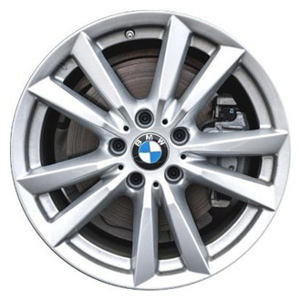 Replacement - Double 5-Spoke Painted Silver 18x8.5 Alloy Factory Wheel - Factory Take Off