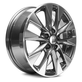 Replacement - 5 V-Spoke Machined Face with Painted Charcoal Ridges in Spoke and Painted Charcoal Pockets 17x6.5 Alloy Factory Wheel - Replica