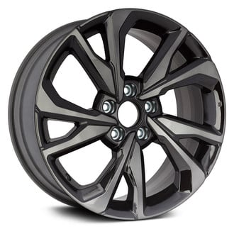 Replacement - 10 Spiral-Spoke Smoked Clear Coat Machined Face with Painted Black Spoke Inset and Painted Black Pockets 18x8 Alloy Factory Wheel - Replica
