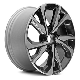 Replacement - 10 Spiral-Spoke Standard Clear Coat Machined Face with Painted Black Spoke Inset and Painted Black Pockets 18x8 Alloy Factory Wheel - Replica