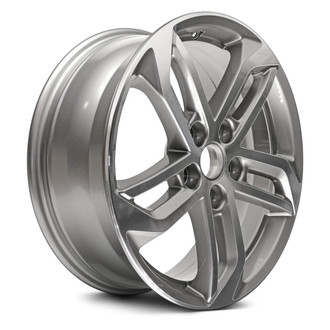 Replacement - Double 5-Spoke Machined Face with Painted Gray Spoke Inset and Painted Gray Pockets 18x7 Alloy Factory Wheel - Replica