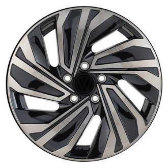 Replacement - 5-Slot Machined Face with Painted Black Vents and Very Slight Gold Tint in Clear Coat 17x7 Alloy Factory Wheel - Replica