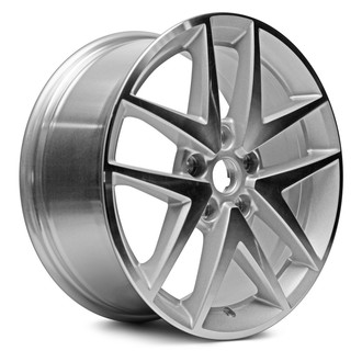 Replacement - Double 5-Spoke Machined Face with Painted Silver Pockets 17x7.5 Alloy Factory Wheel - Replica
