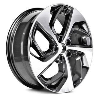 Replacement - 5 Double Spiral-Spoke Machined Face with Painted Charcoal Spoke Inset and Painted Charcoal Pockets 19x7.5 Alloy Factory Wheel - Replica
