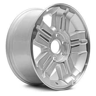 Replacement - 5-Spoke Machined Fork in Spoke and Machined Lip with Painted Silver Spokes and Painted Silver Pockets 18x8 Alloy Factory Wheel - Replica