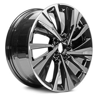 Replacement - 10 Spiral-Spoke Machined Face with Painted Black Spoke Inset and Painted Black Pockets 18x8 Alloy Factory Wheel - Replica