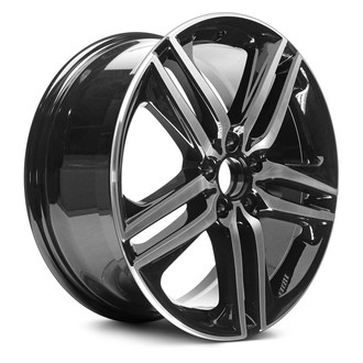 Replacement - Double 5-Spoke Machined Face with Painted Black Pockets 19x8 Alloy Factory Wheel - Replica
